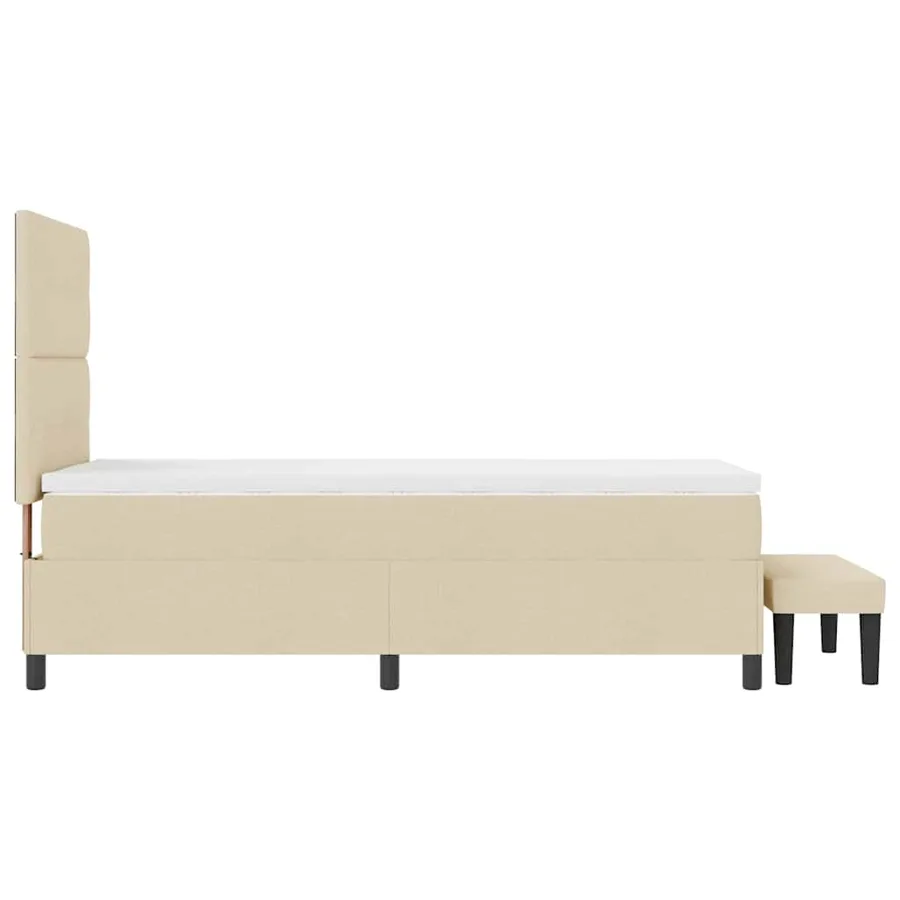 Lit à ressorts avec tête de lit Crème 90 x 200 cm tissu - 9