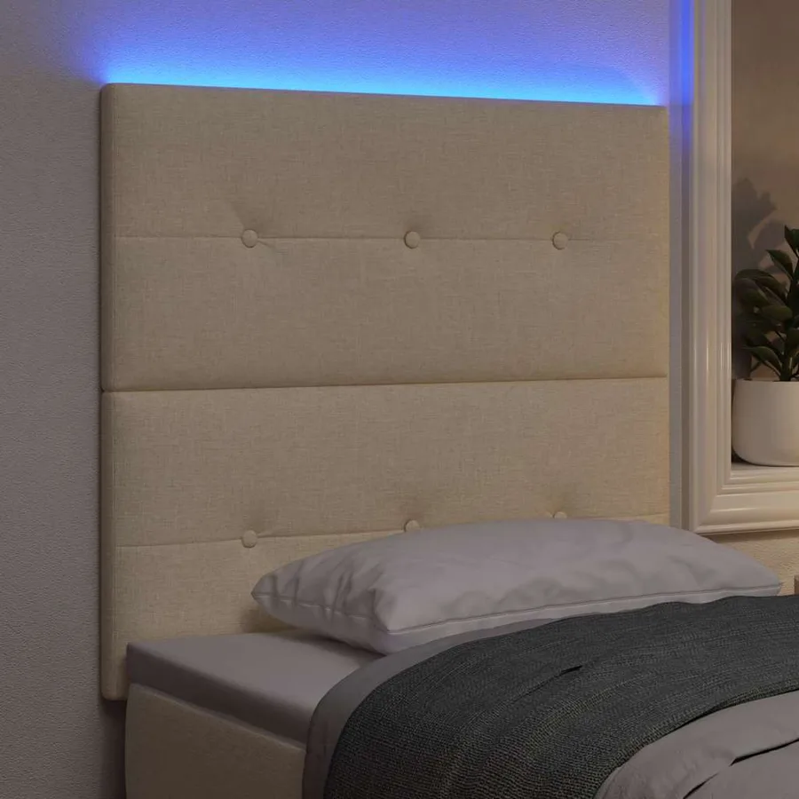 Tête de lit LED avec bandes LED Crème 90 cm tissu - 4