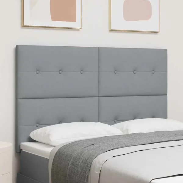 Tête de lit LED avec bandes LED Gris clair 144 cm tissu