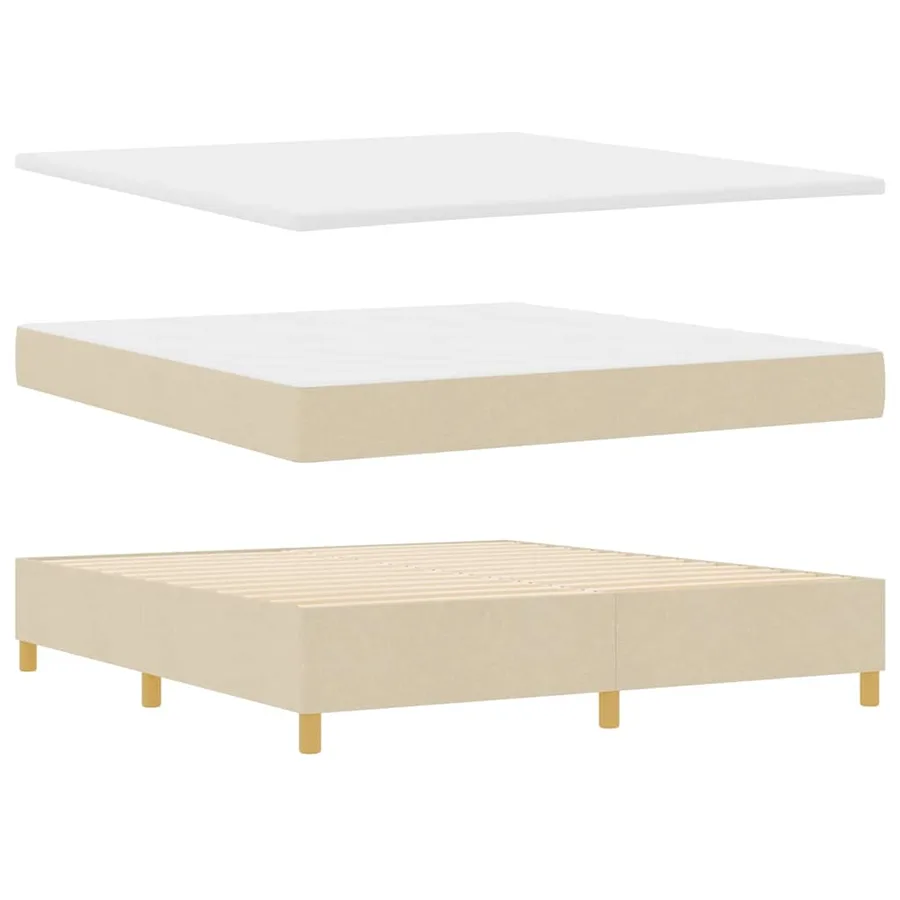 Lit à ressort LED avec tête de lit Crème 180 x 200 cm tissu - 7
