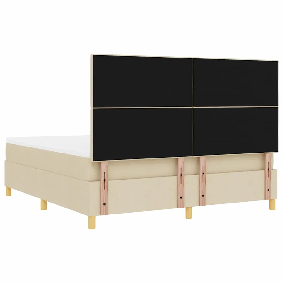 Lit à ressort LED avec tête de lit Crème 180 x 200 cm tissu - 8