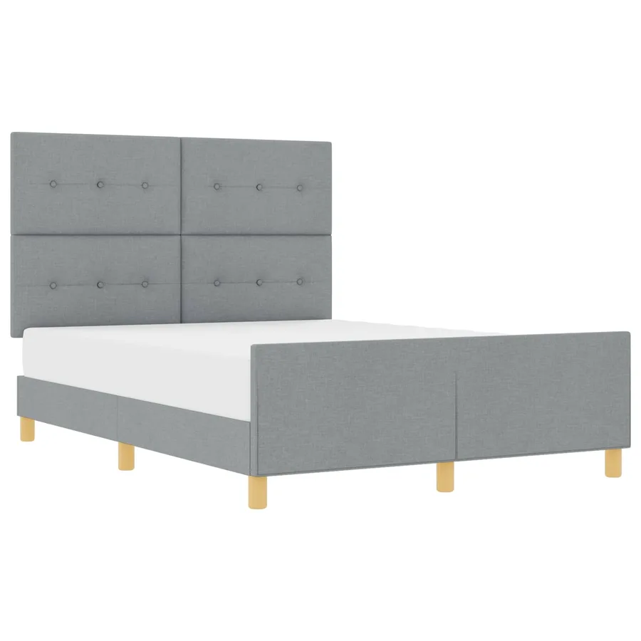 Cadre de lit avec tête de lit Gris clair 140 x 190 cm tissu - 2
