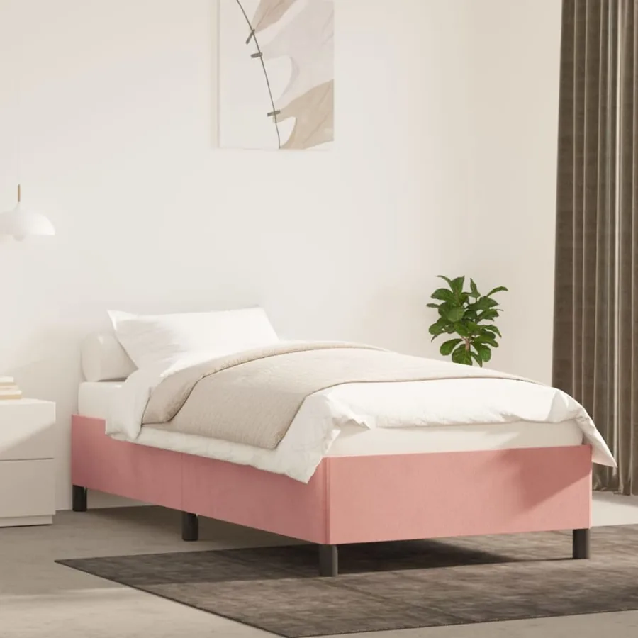 Cadre de lit sans matelas rose 80x200 cm velours