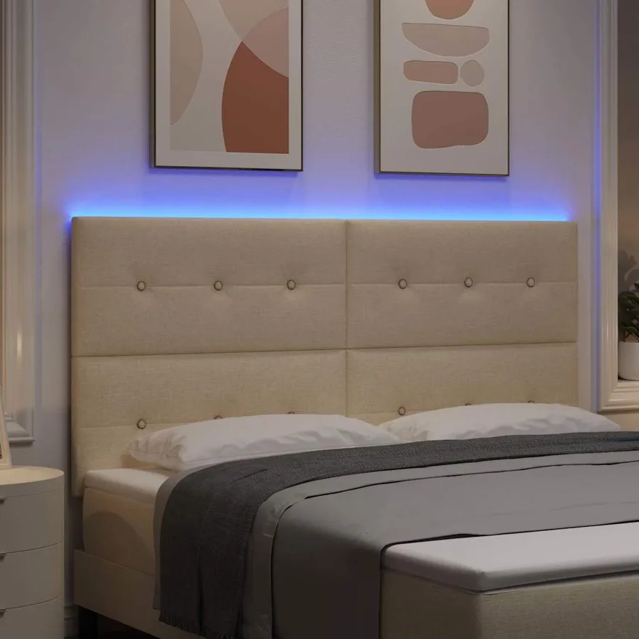 Tête de lit LED avec bandes LED Crème 180 cm tissu - 4