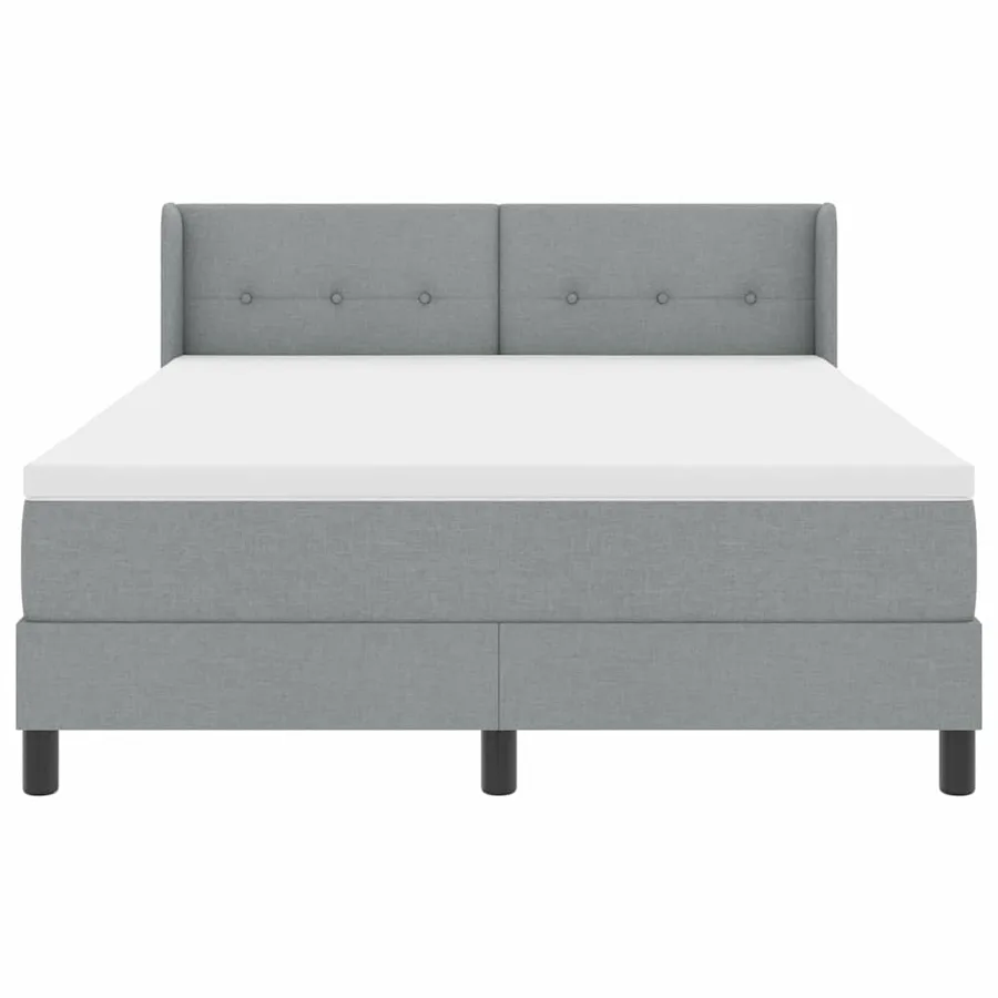 Lit à ressorts avec tête de lit Gris clair 200 x 140 cm tissu - 7