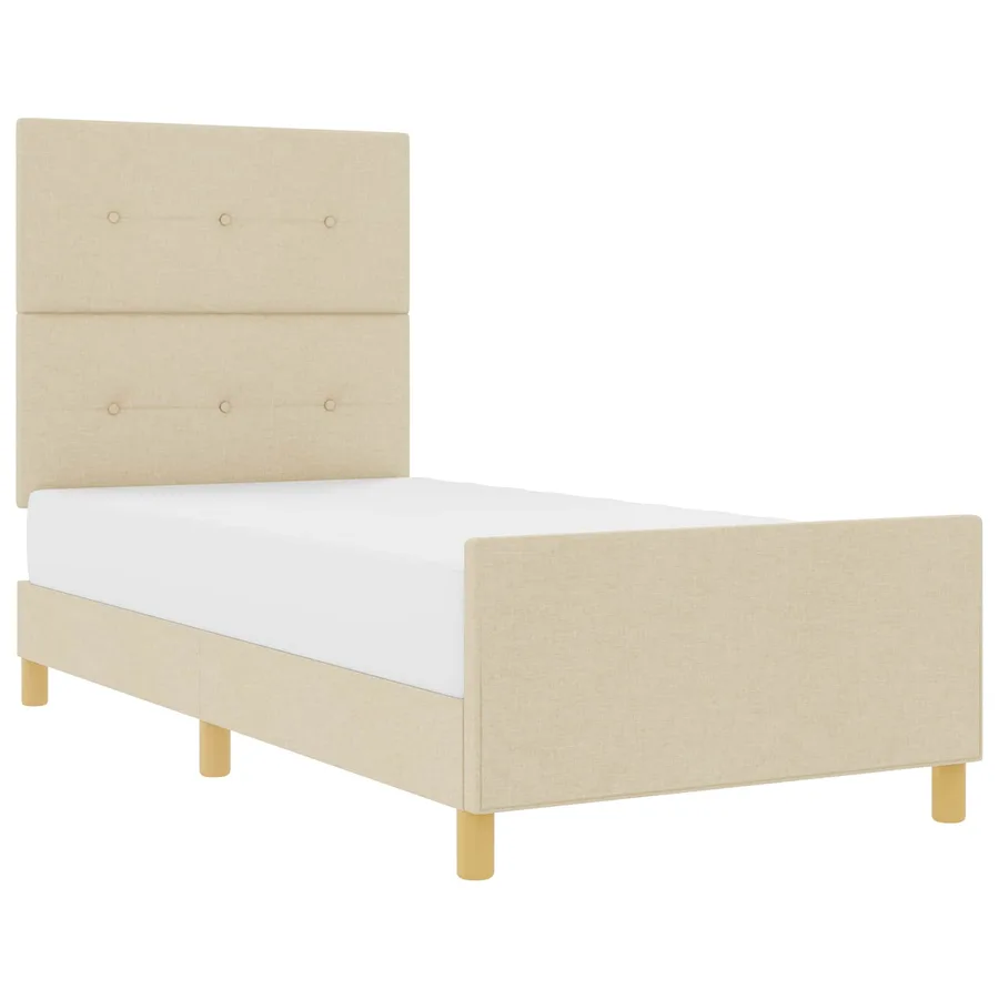 Cadre de lit avec tête de lit Crème 90 x 190 cm tissu - 2