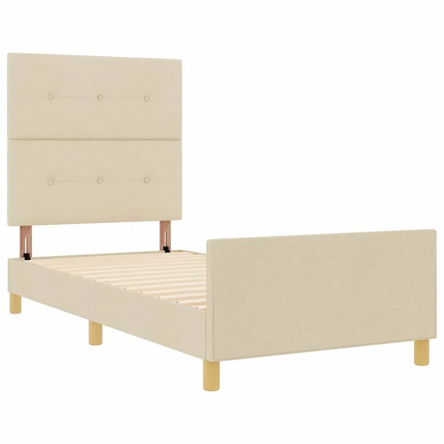 Cadre de lit avec tête de lit Crème 90 x 190 cm tissu - 5