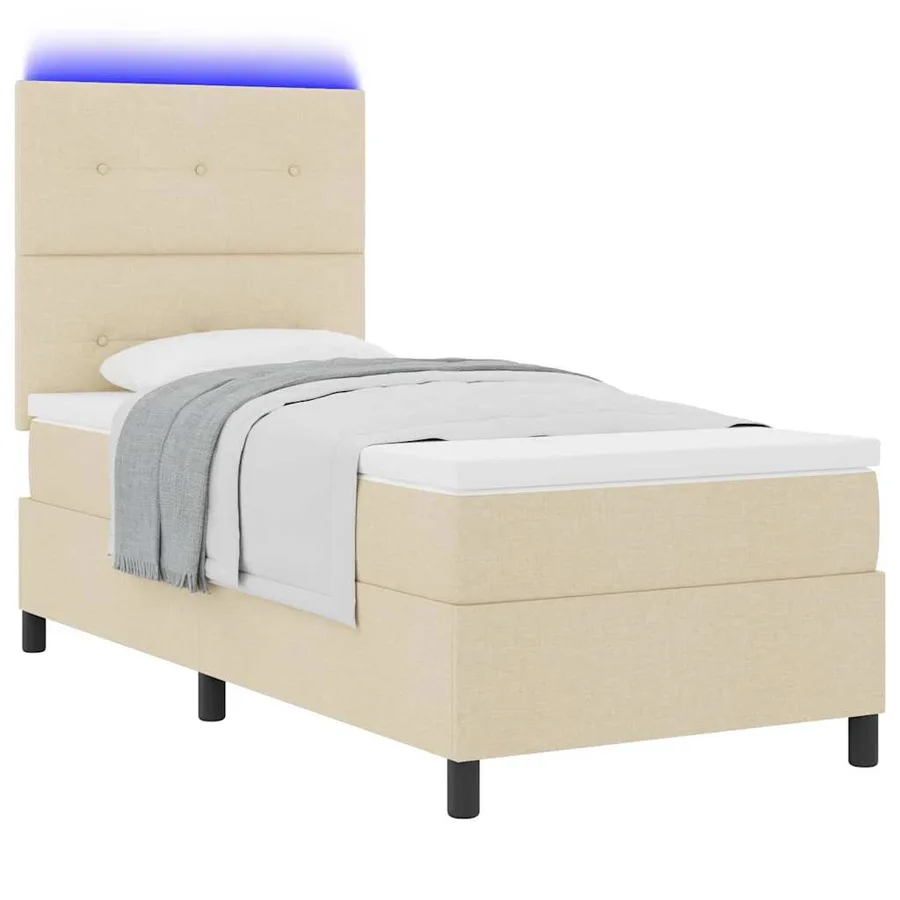 Lit à ressorts avec bandes LED Crème 90 x 200 cm tissu - 3