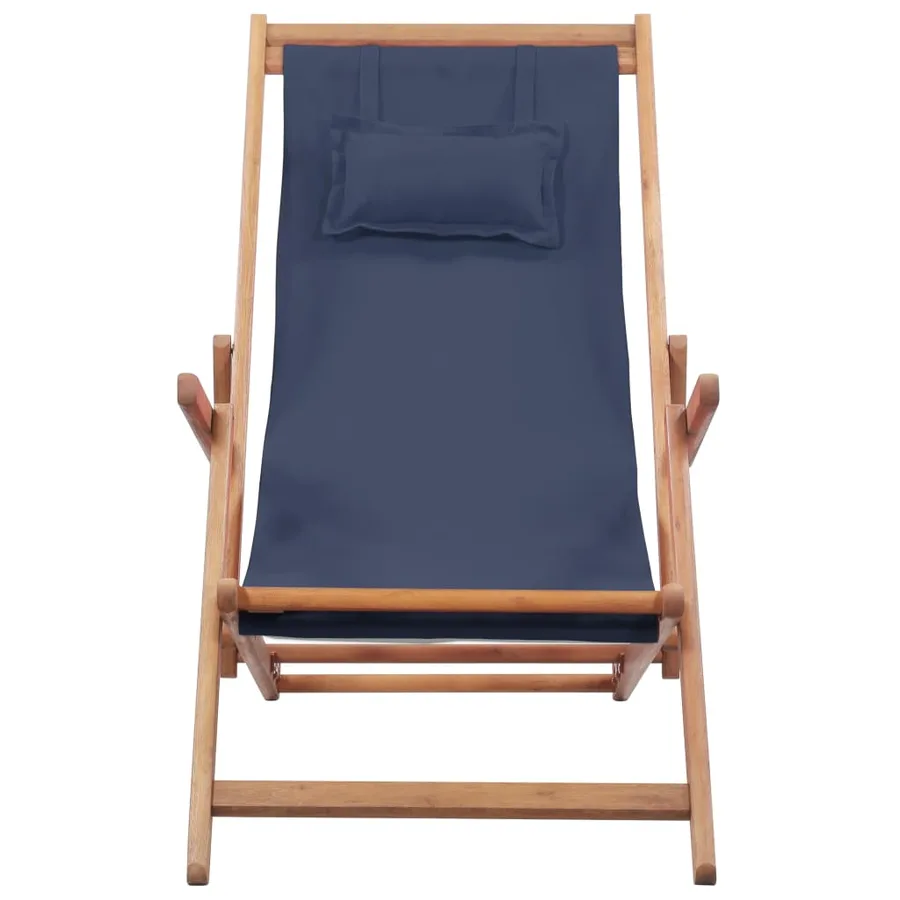 Chaise pliable de plage Tissu et cadre en bois Bleu - 2