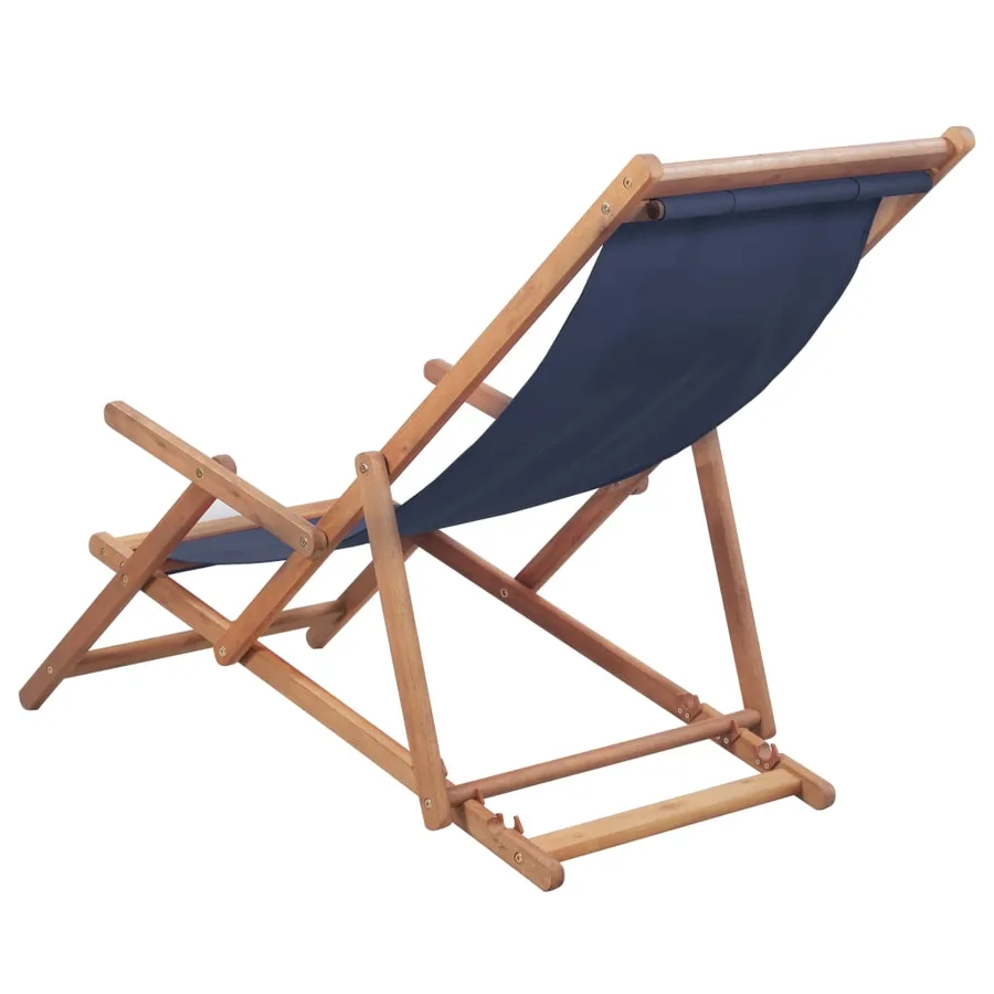 Chaise pliable de plage Tissu et cadre en bois Bleu - 3