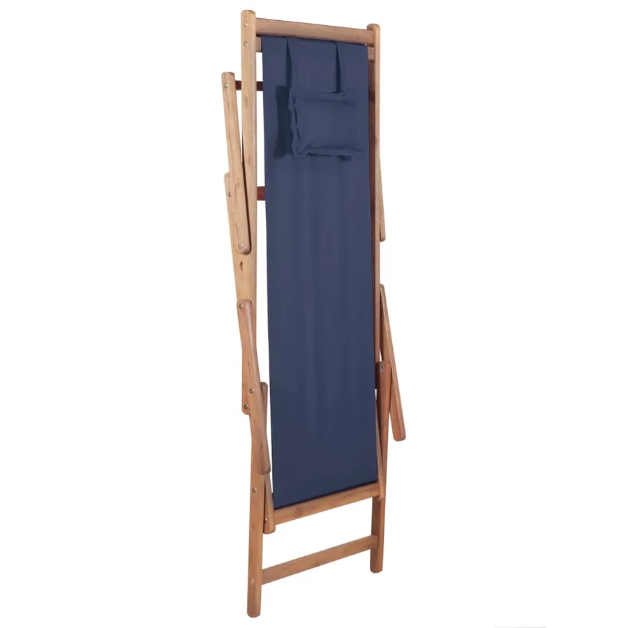 Chaise pliable de plage Tissu et cadre en bois Bleu - 6