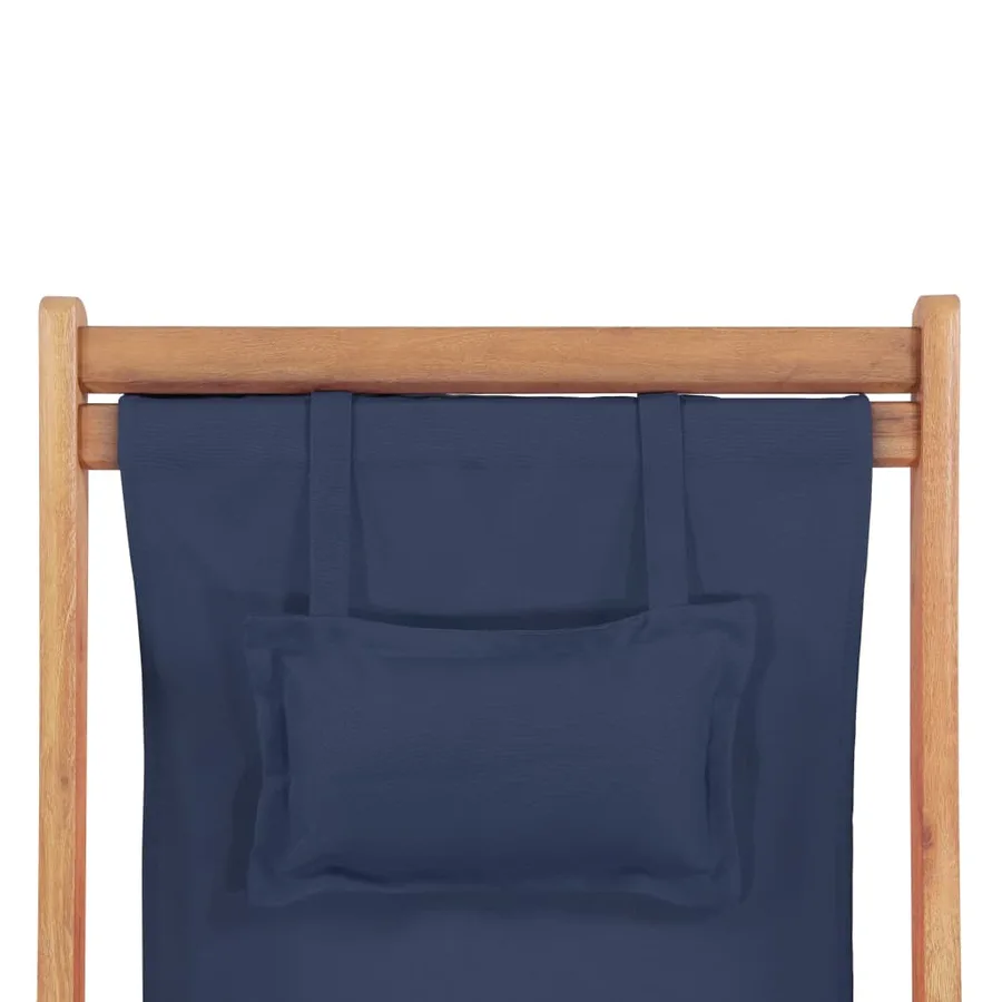 Chaise pliable de plage Tissu et cadre en bois Bleu - 7