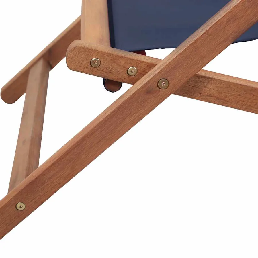 Chaise pliable de plage Tissu et cadre en bois Bleu - 9