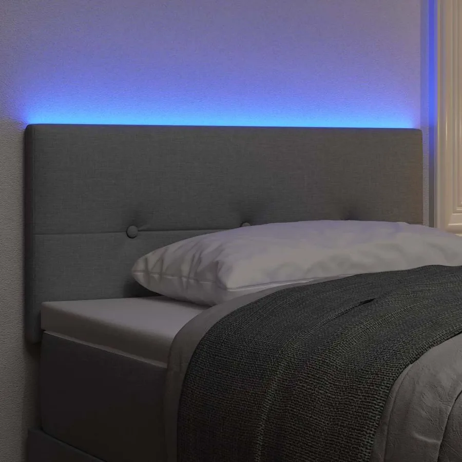 Tête de lit LED avec bandes LED Gris clair 90 cm tissu - 4
