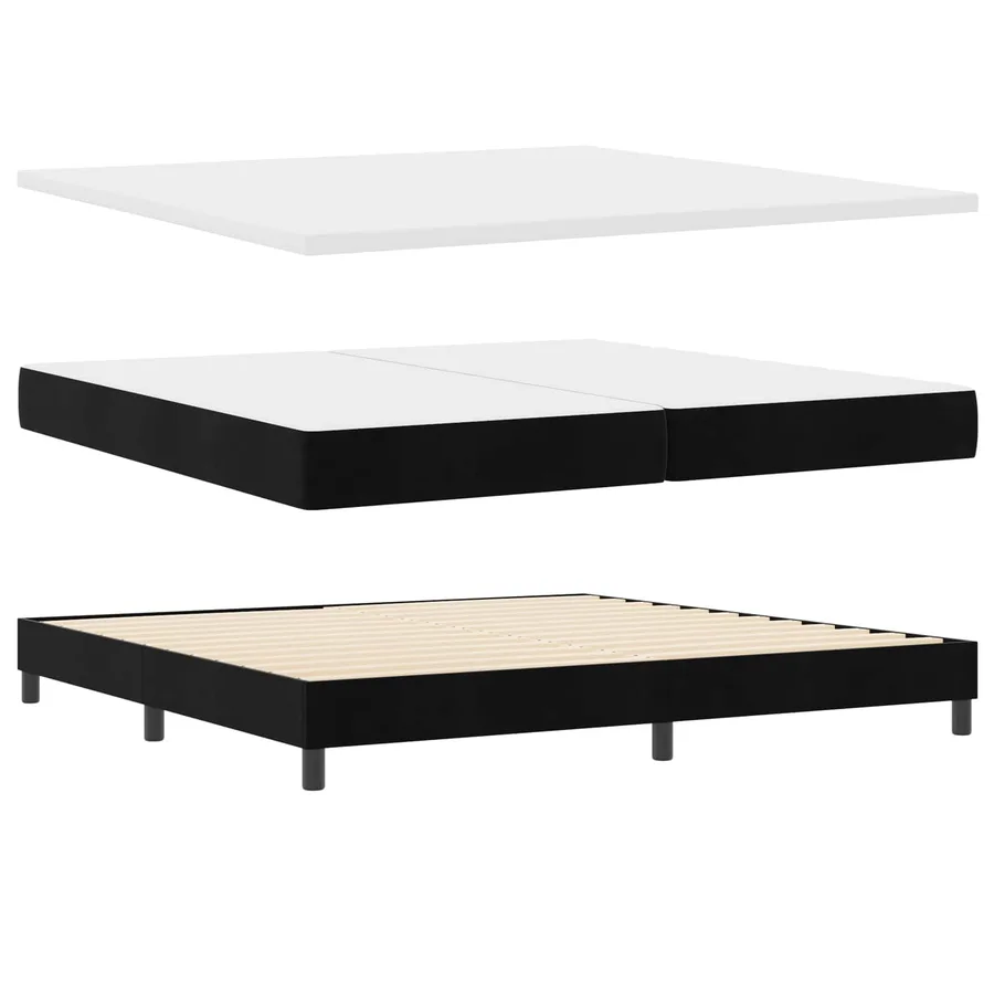 Lit à ressort LED avec bandes LED Noir 200 x 200 cm Velours - 6