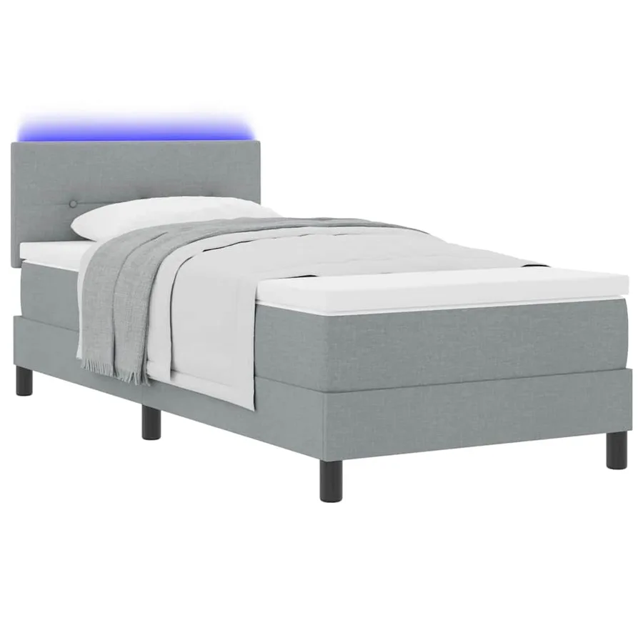 Lit à ressorts avec bandes LED Gris clair 90 x 190 cm tissu - 3