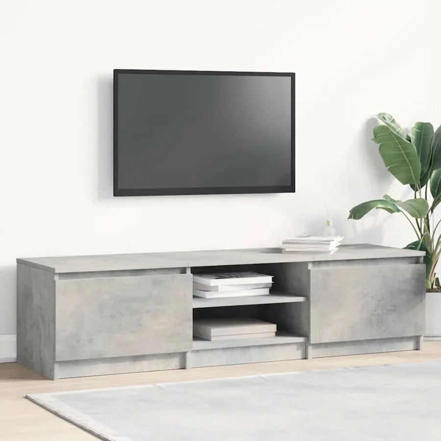 Meuble TV Gris béton 140x40x35,5 cm Bois d'ingénierie