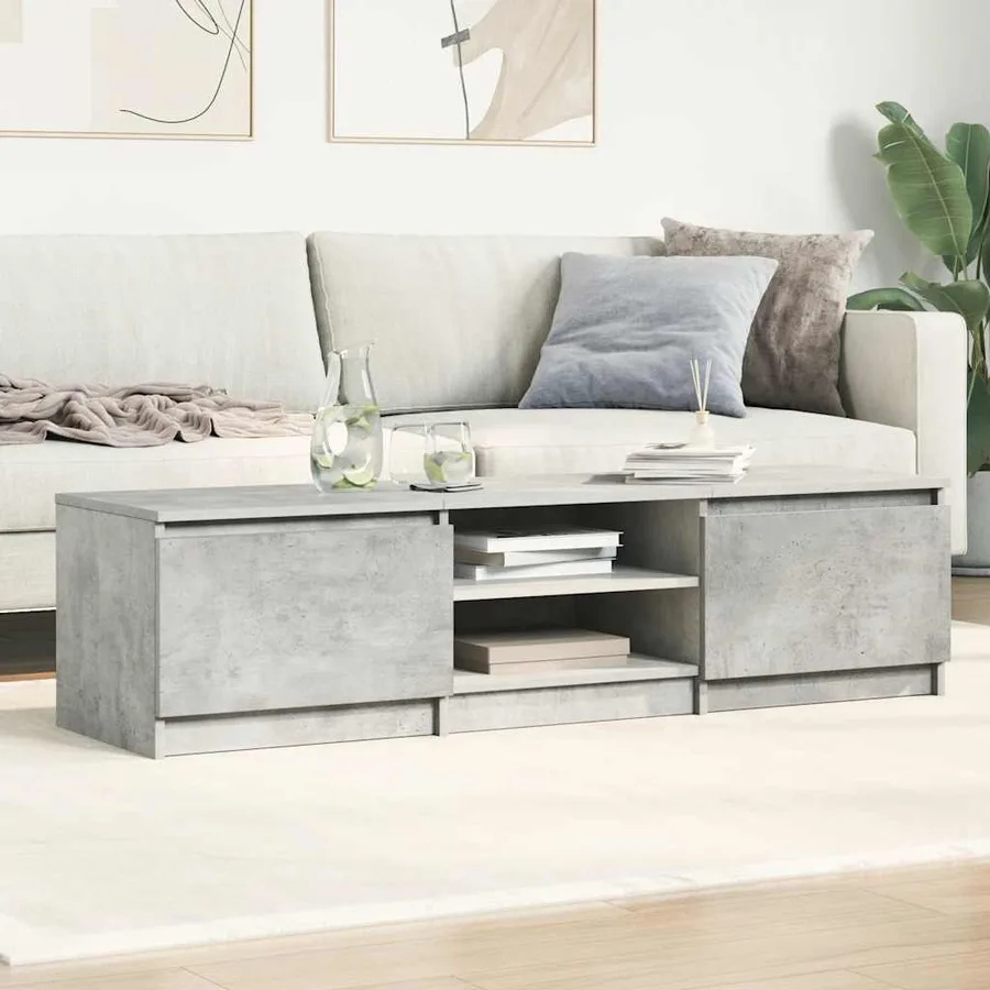 Meuble TV Gris béton 140x40x35,5 cm Bois d'ingénierie - 3