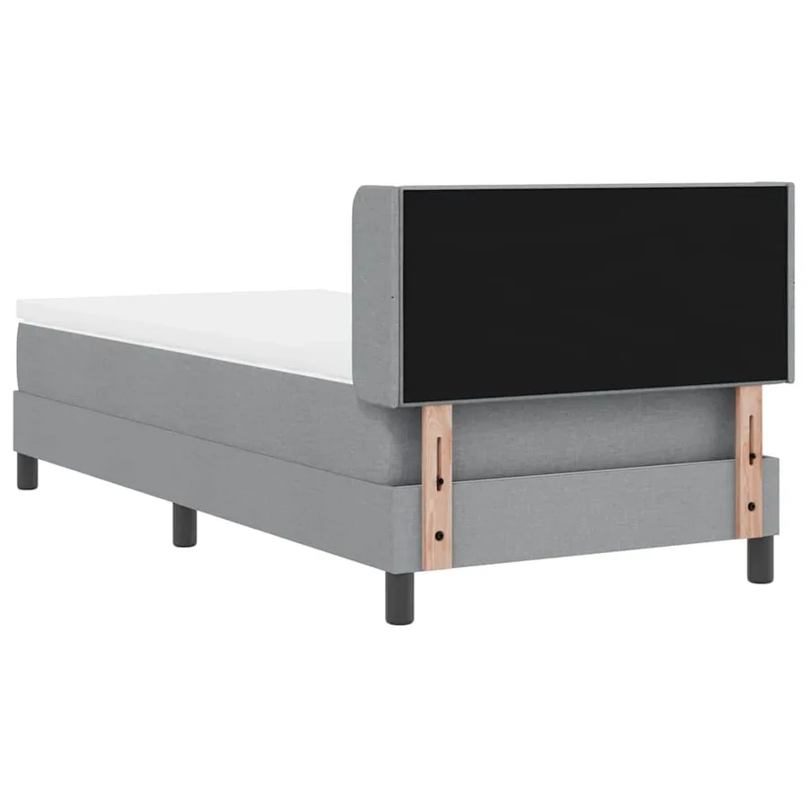 Lit à ressorts avec tête de lit Gris clair 200 x 90 cm tissu - 9