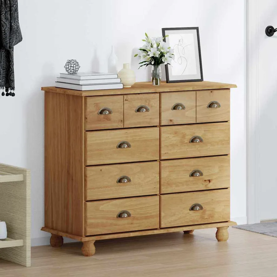 Commode ASKIM Marron 91 x 40 x 79 cm Bois de pin massif - 4