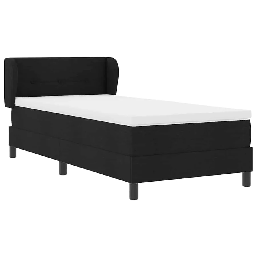 Lit à ressorts avec tête de lit Noir 90 x 200 cm tissu - 6