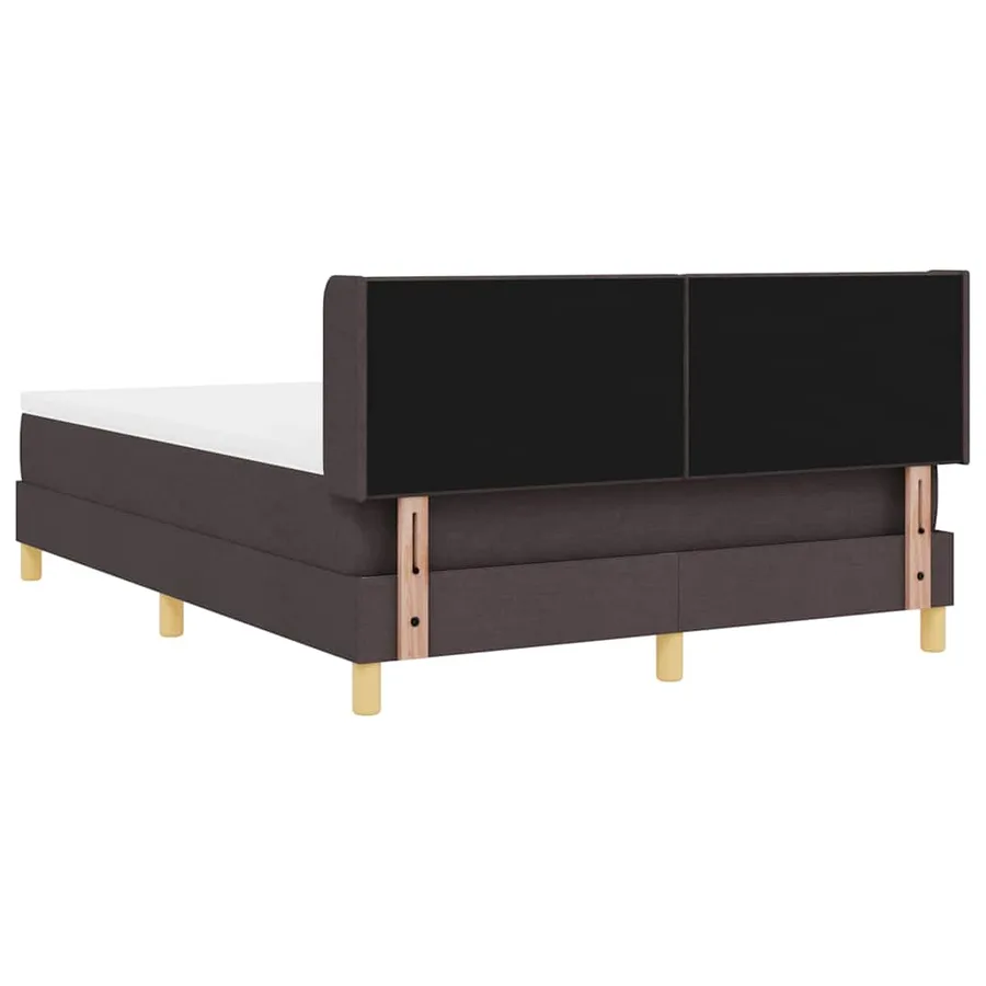 Lit à ressorts avec tête de lit Marron foncé 190 x 140 cm tissu - 9