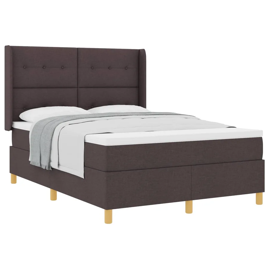 Lit à ressorts avec tête de lit Marron foncé 140 x 190 cm tissu - 2