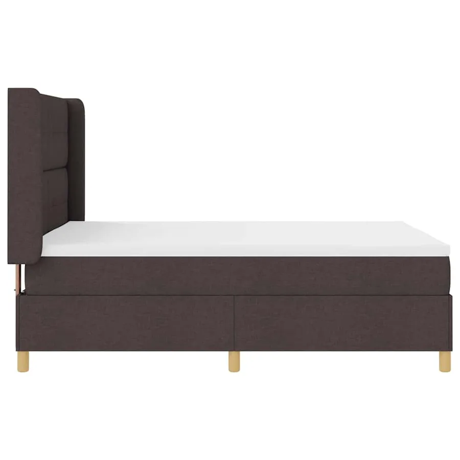 Lit à ressorts avec tête de lit Marron foncé 140 x 190 cm tissu - 7