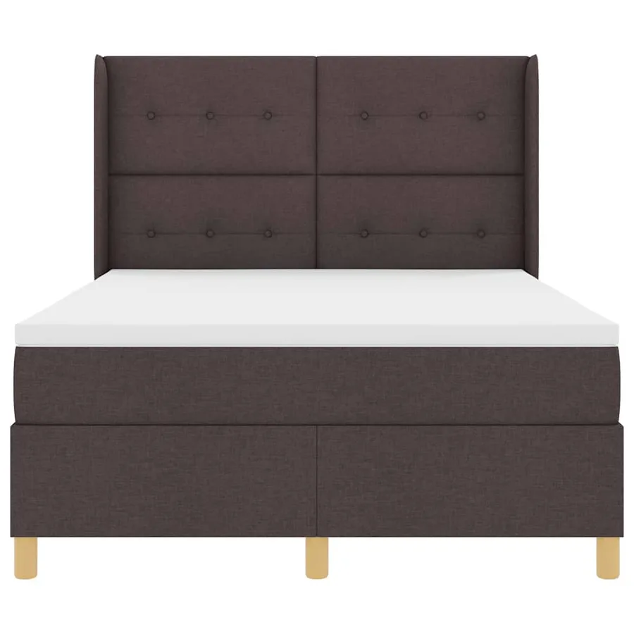 Lit à ressorts avec tête de lit Marron foncé 140 x 200 cm tissu - 6