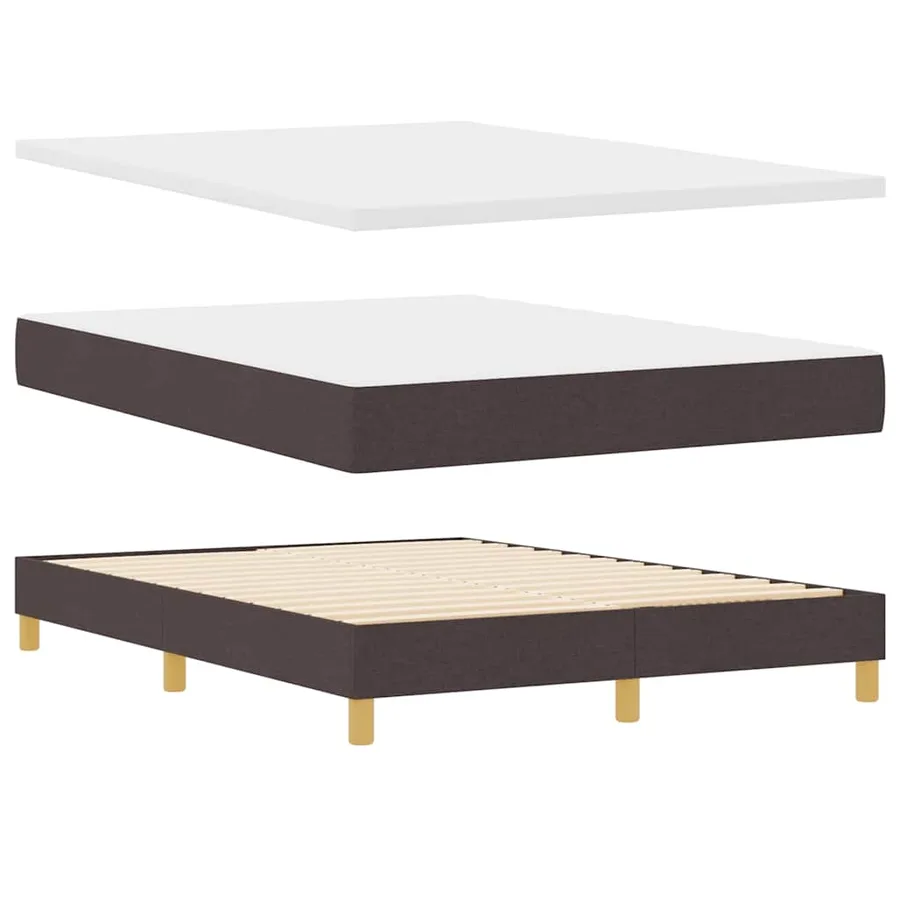 Lit à ressorts avec tête de lit Marron foncé 200 x 140 cm tissu - 4