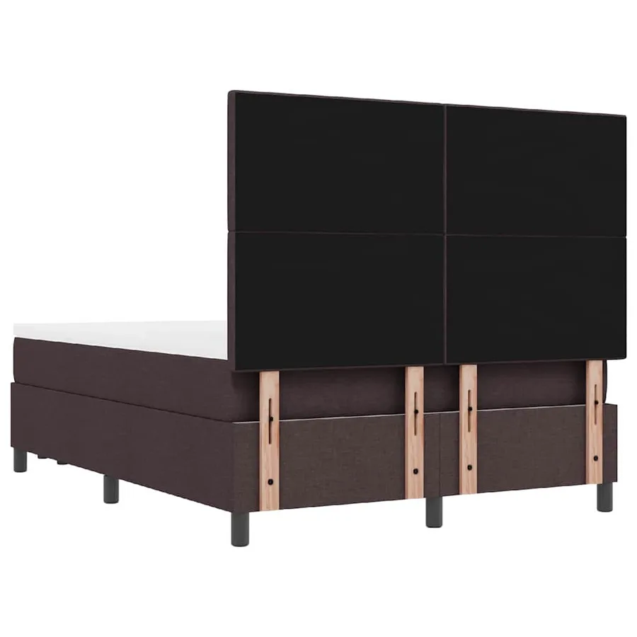 Lit à ressorts avec tête de lit Marron foncé 140 x 190 cm tissu - 8