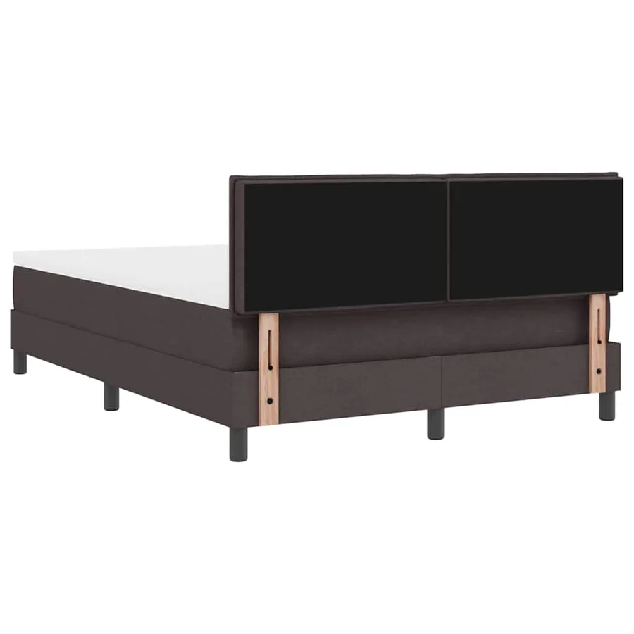 Lit à ressorts avec tête de lit Marron foncé 140 x 200 cm tissu - 9