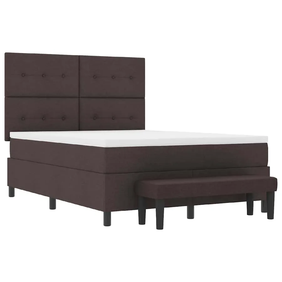 Lit à ressorts avec tête de lit Marron foncé 140 x 200 cm tissu - 7