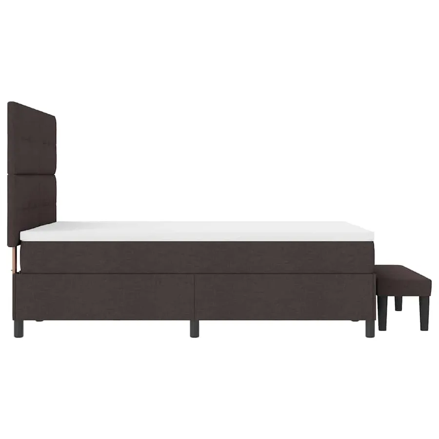 Lit à ressorts avec tête de lit Marron foncé 140 x 200 cm tissu - 9