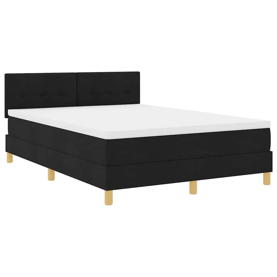 Lit à ressorts avec coussin Noir 160 x 200 cm tissu - 4