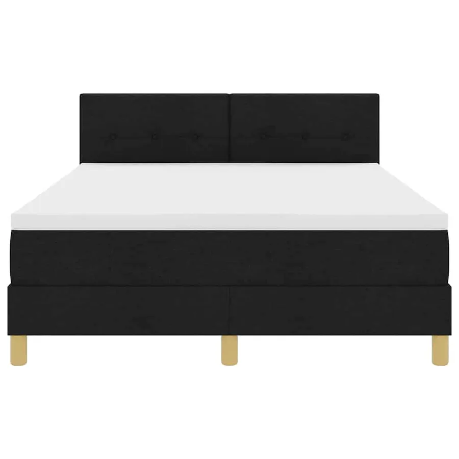 Lit à ressorts avec coussin Noir 160 x 200 cm tissu - 7
