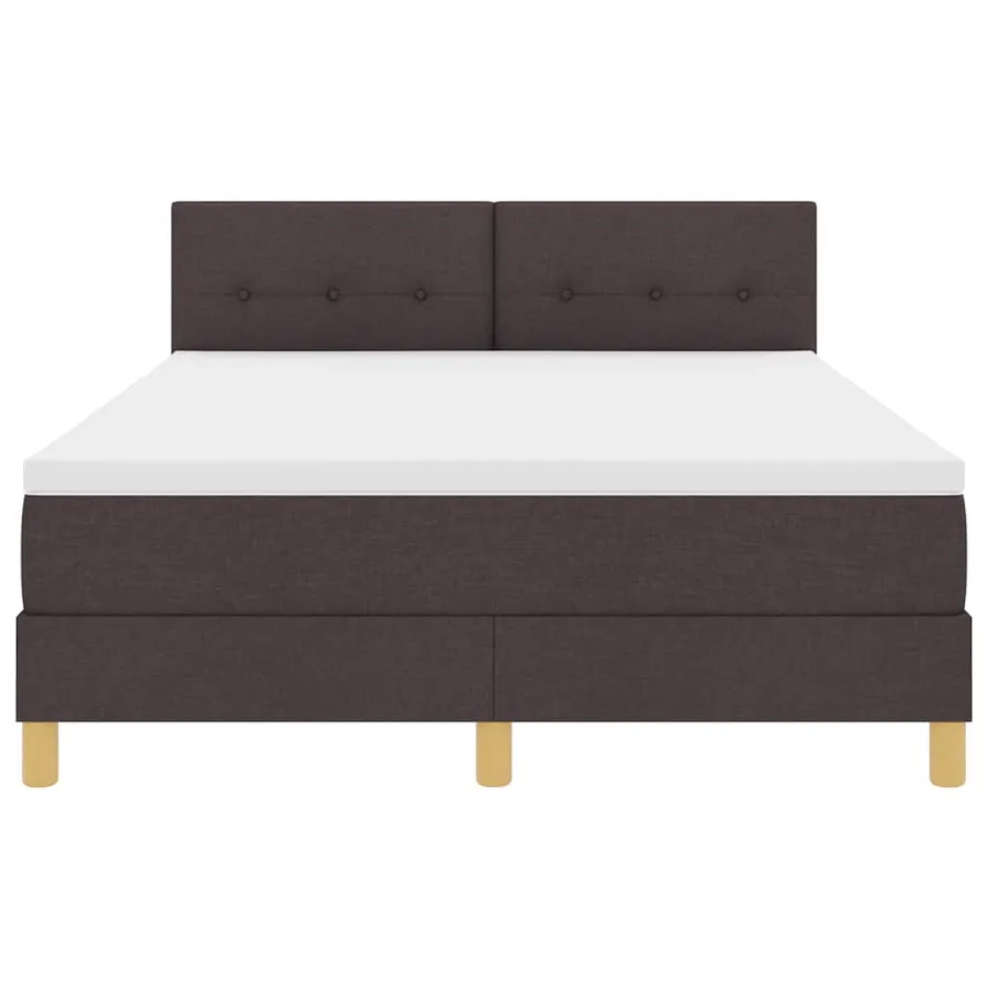 Lit à ressorts avec coussin Marron foncé 140 x 200 cm tissu - 7