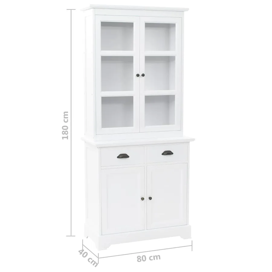 Vaisselier avec 4 portes MDF et Bois de pin 80x40x180 cm - 10