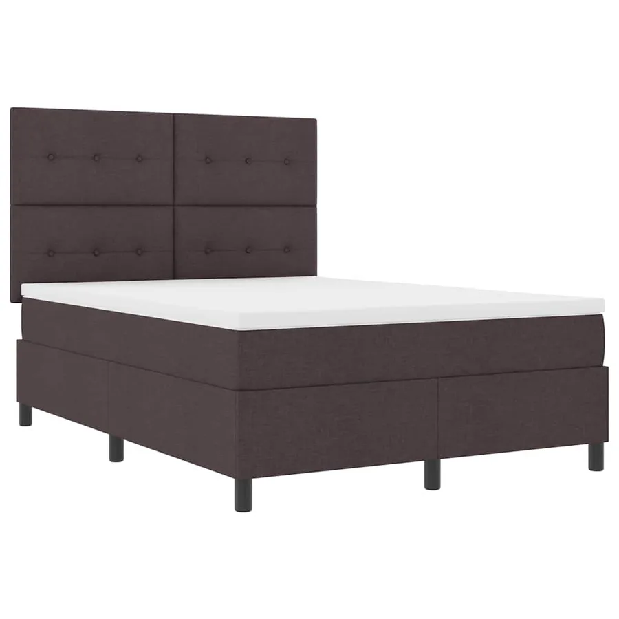 Lit à ressorts avec bandes LED Marron foncé 140 x 190 cm tissu - 6