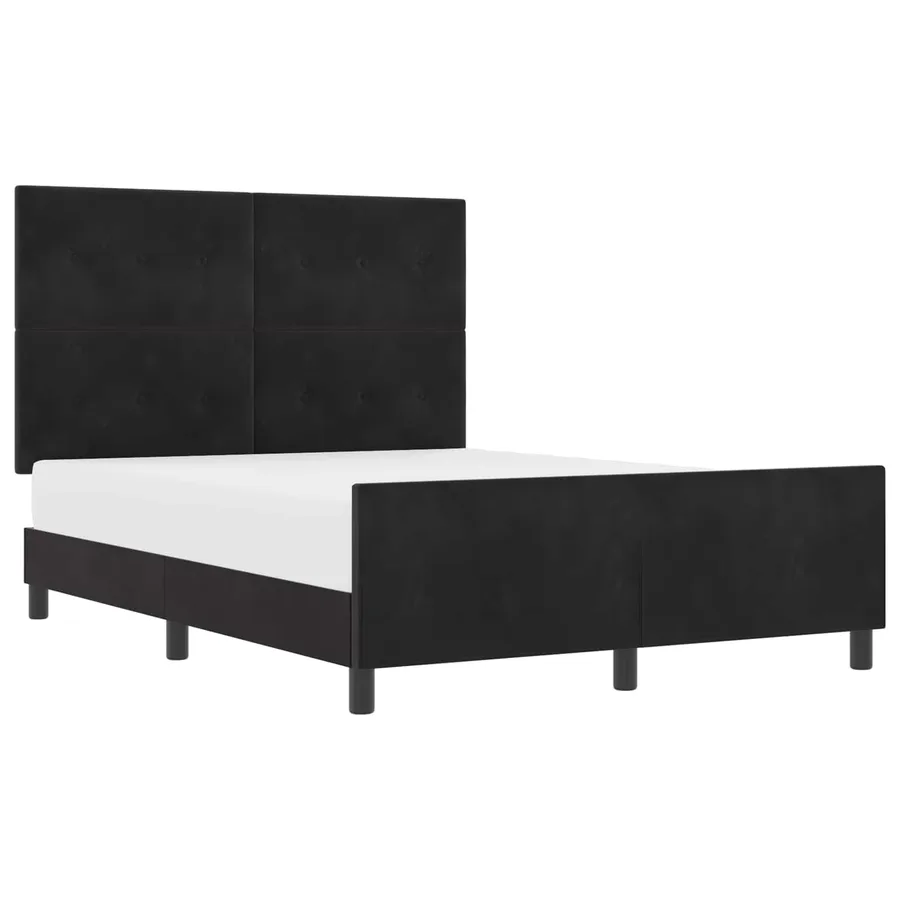 Lit à ressorts avec tête de lit Noir 160 x 200 cm Velours - 2