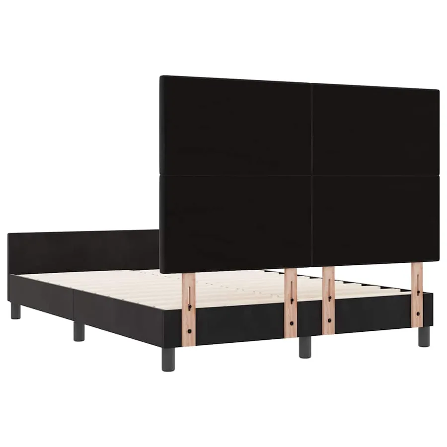 Lit à ressorts avec tête de lit Noir 160 x 200 cm Velours - 9