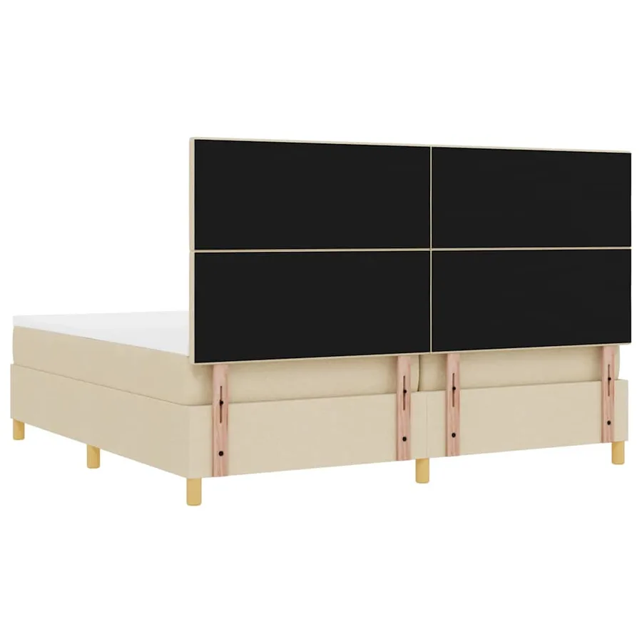 Lit à ressort LED avec tête de lit Crème 200 x 200 cm tissu - 10