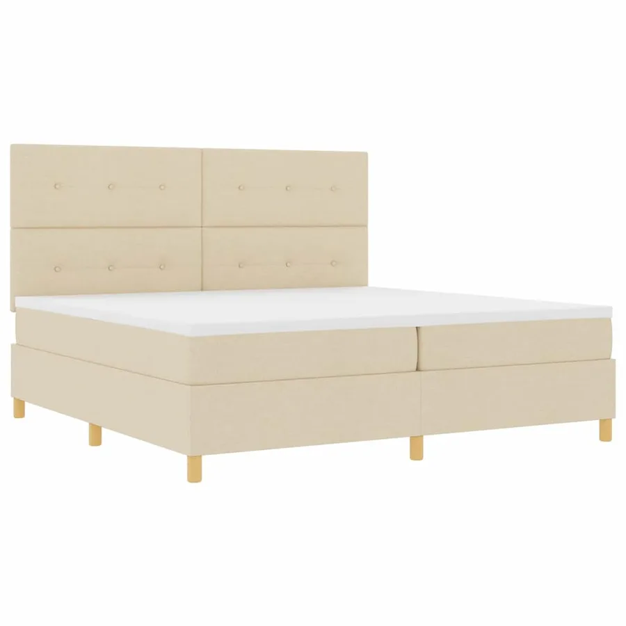Lit à ressort LED avec tête de lit Crème 200 x 200 cm tissu - 6