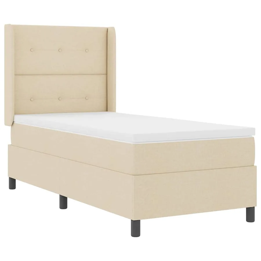 Lit à ressorts avec coussin Crème 200 x 100 cm tissu - 4