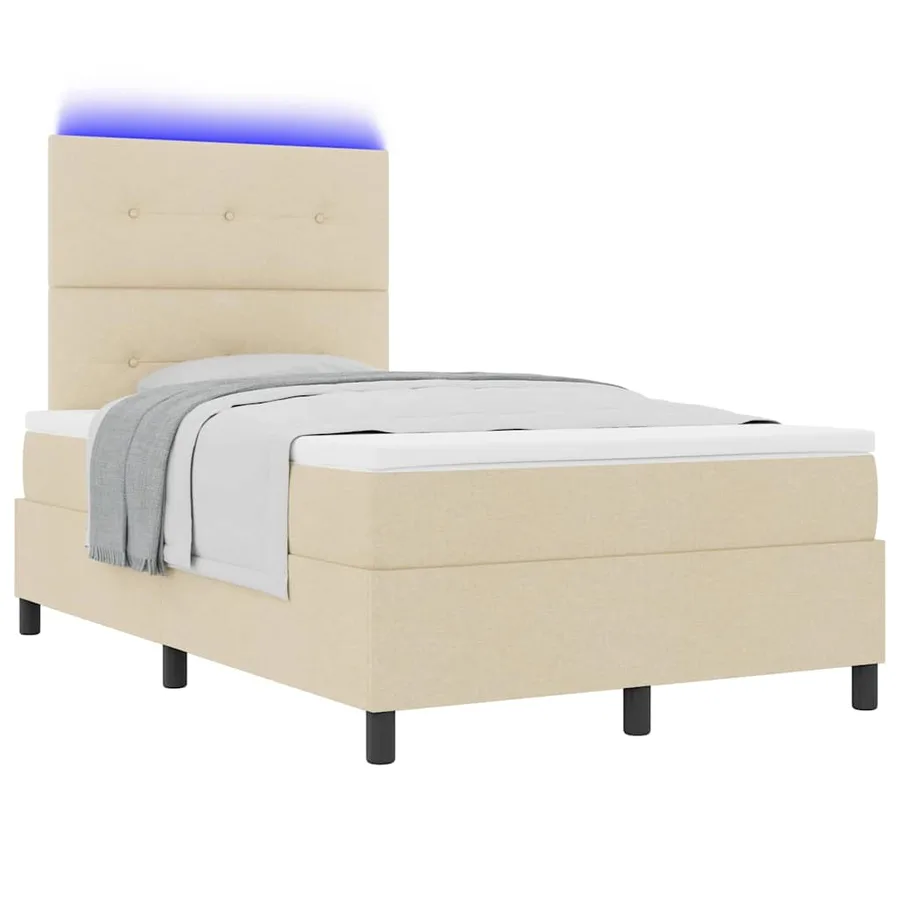 Lit à ressorts avec bandes LED Crème 120 x 190 cm tissu - 3