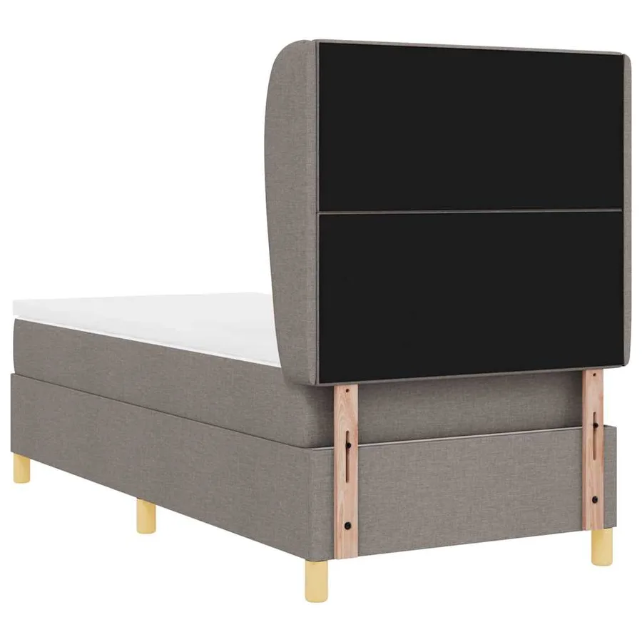 Lit à ressorts avec tête de lit Taupe 200 x 90 cm tissu - 9