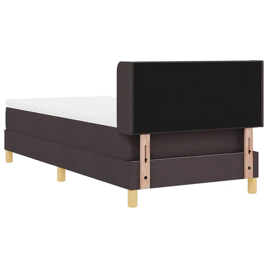 Lit à ressorts avec tête de lit Marron foncé 190 x 90 cm tissu - 9