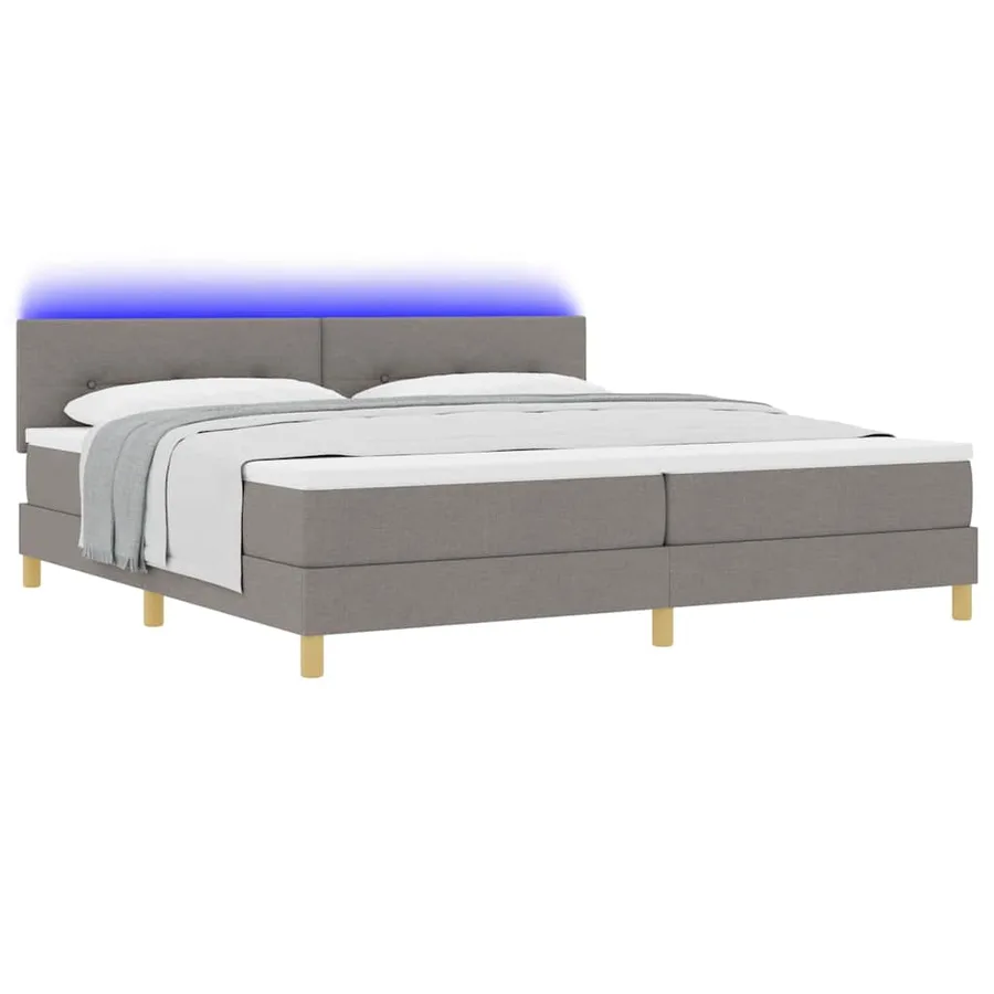 Lit à ressort LED avec coussin Taupe 200 x 200 cm tissu - 3
