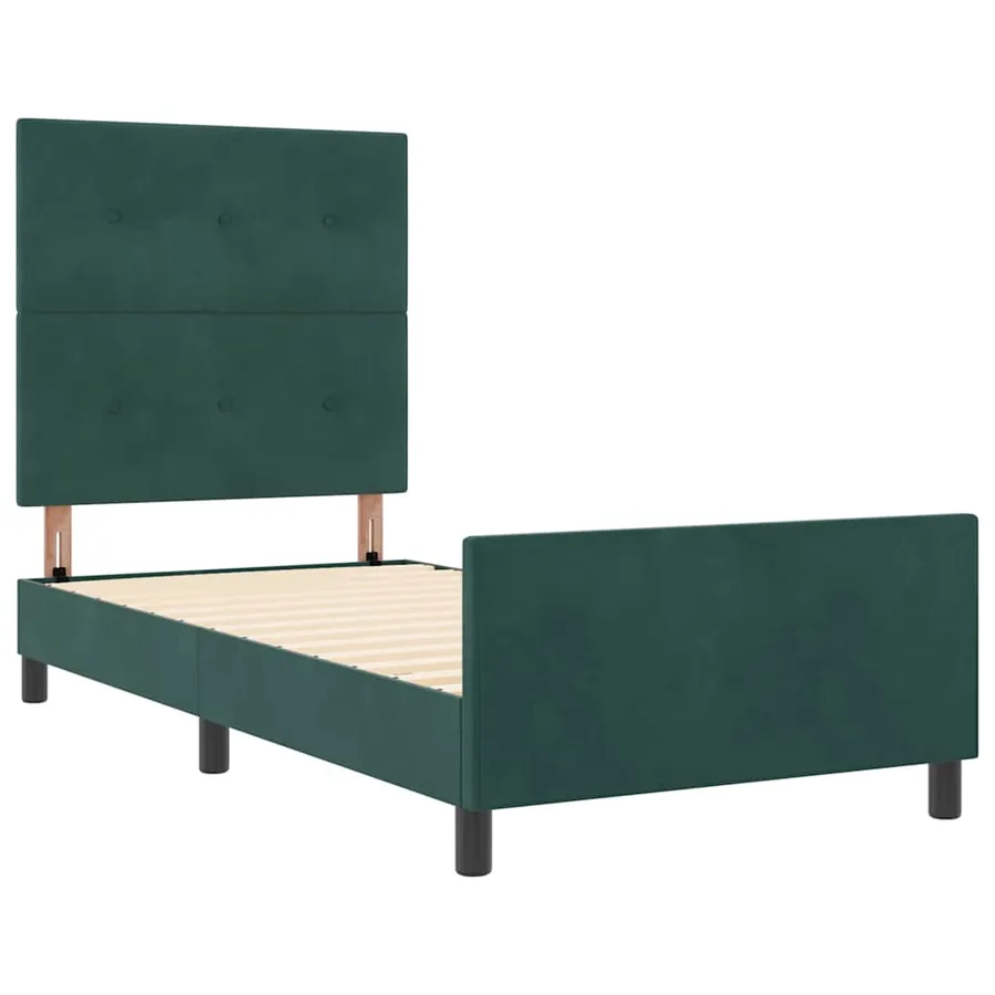 Lit à ressorts avec tête de lit Vert foncé 100 x 200 cm Velours - 5