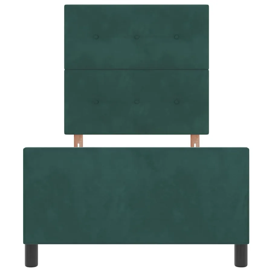 Lit à ressorts avec tête de lit Vert foncé 100 x 200 cm Velours - 7